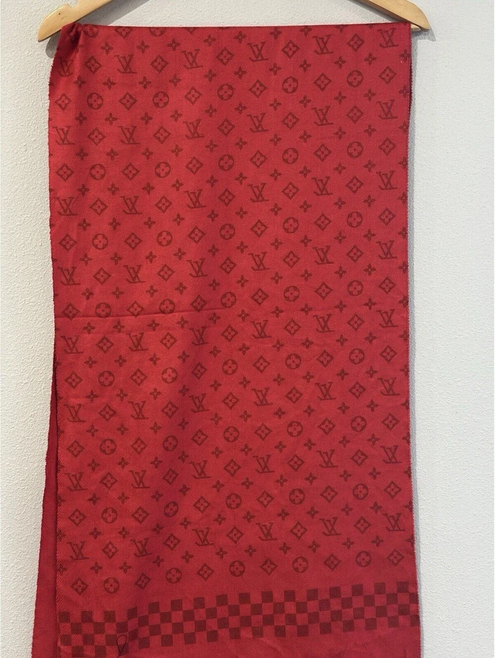 Monogram Scarf Cozy and Soft Beautiful Red Color Women's Scarf, No Tag